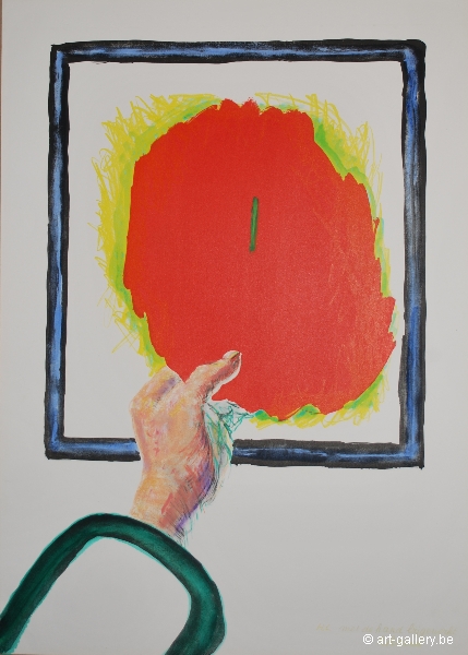 RAVEEL Roger - Greep op rood met de hand ingekleurd